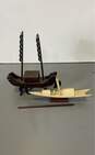 Lot of 2 Asian Miniature Fishing Boats Missing Parts Sculpture Vintage image number 4