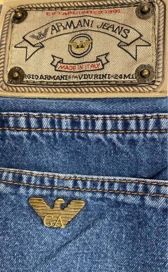 Giorgio Armani Womens Blue Cotton Dark Wash High Rise Denim Straight Jeans Sz 32 image number 4