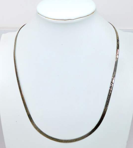 Artisan 925 Figaro Stamped Textured Herringbone & Omega Collar Chain Necklaces image number 3