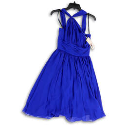 NWT Womens Blue Regular Fit Sleeveless Back Zip Fit & Flare Dress Size 2