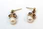10K Yellow Gold Amethyst Cluster & Pearl Dangle Earrings 3.0g image number 5