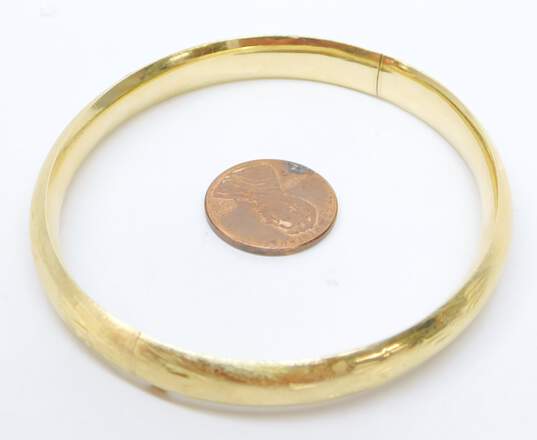 Vintage 14k Yellow Gold Etched Hinged Bangle Bracelet 10.9g image number 7