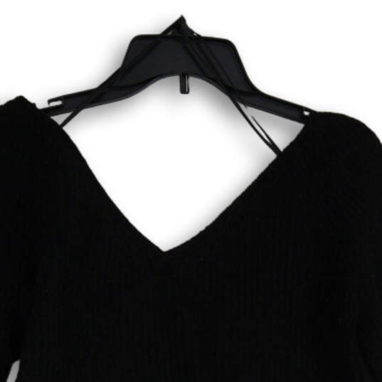 NWT Womens Black V-Neck Long Sleeve Pullover Blouse Top Size Large image number 4