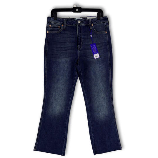 NWT Womens Blue Denim High-Rise Medium Wash Pockets Flared Jeans Size 14/26 image number 1