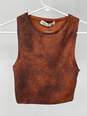 Womens Brown Tie-Dye Sleeveless Knit Cropped Tank Top Size XS T-0528910-D image number 1