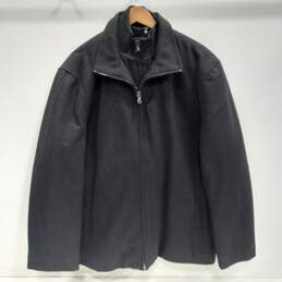 Calvin Klein Men's Black Full Zip Lined Hooded Wool Blend Jacket Size XL