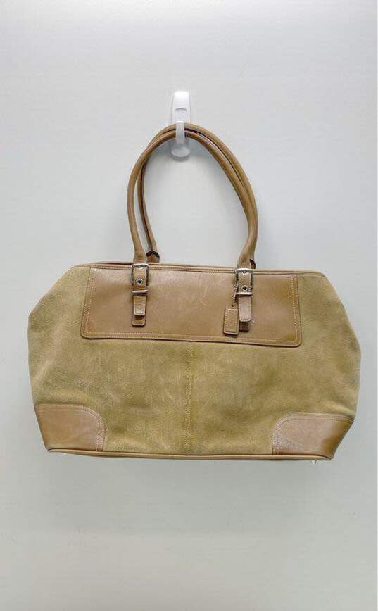 Vintage COACH D04S-5132 Tan Suede Leather Large Tote Bag image number 1