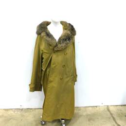 Vintage QMB 2 The Look Fur Lined & Trim Unisex Belted Trench Coat