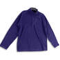 Mens Blue Fleece Mock Neck Long Sleeve 1/4 Zip Pullover Jacket Size L Tall image number 1