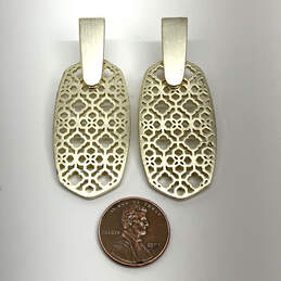 Designer Kendra Scott Gold-Tone Shiny Aragon Drop Earrings With Dust Bag alternative image