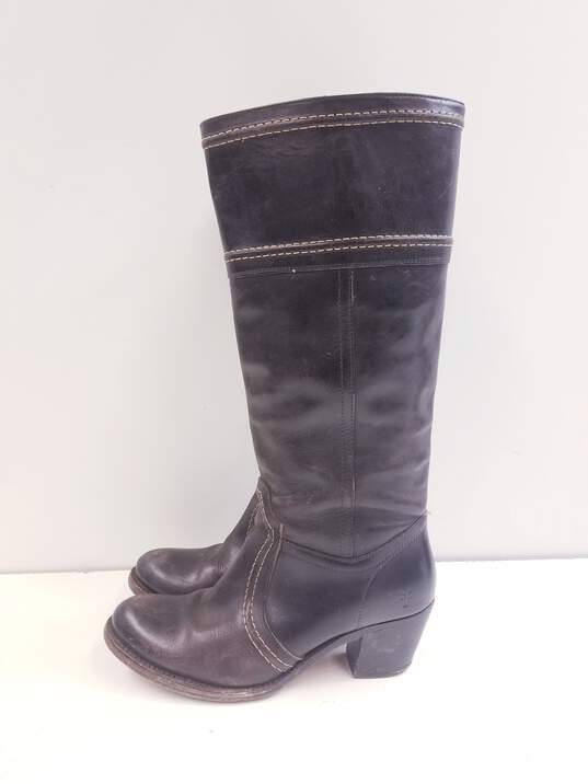 Buy the Frye Leather Jane 14L Extended Calf Boots Dark Brown 9 ...