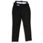 NWT Womens Black Flat Front Zipper Pocket Straight Leg Ankle Pants Size 12 image number 1