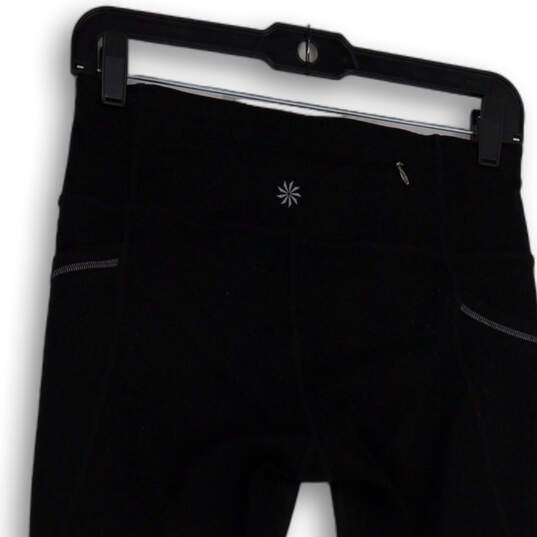 Womens Black Side Pockets Stretch Pull-On Cropped Leggings Size Small image number 3