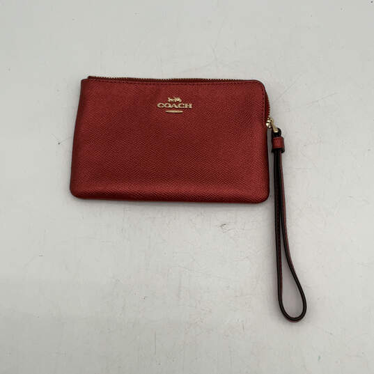 Womens Jamie Red Leather Various Card Slots Zipper Wristlet Wallet image number 1