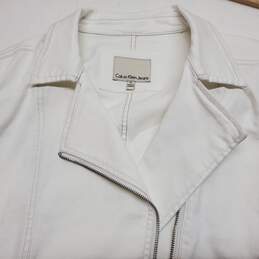 Calvin Klein White Side Zip Jean Jacket Women's XL alternative image