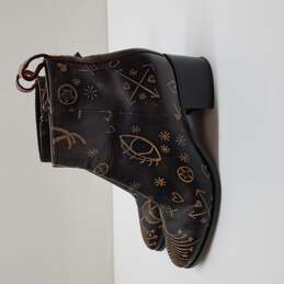 AUTHENTICATED Valentino Garavani Brown Leather Doodled Ankle Boots Size 39 alternative image