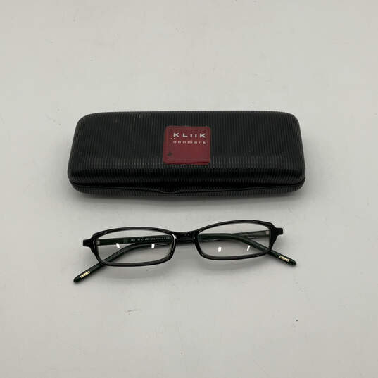 Womens Black Full-Rim Frame Clear Glasses Rectangular Eyeglasses W/ Case image number 1