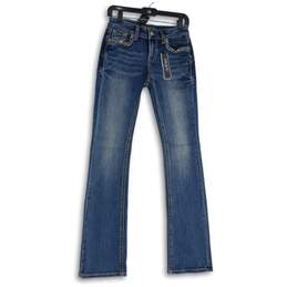 NWT Womens Blue Denim Medium Wash 5-Pocket Design Straight Leg Jeans Size 25