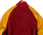 Mens Yellow Red Long Sleeve Collared Pockets Varsity Jacket Size Large image number 4