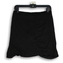 Womens Black Elastic Waist Twist Front Pull-On Mini Skirt Size L alternative image