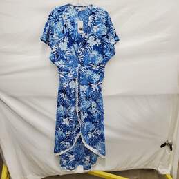 NWT America & Beyond WM's Blue Pineapple Floral Crochet Lace Maxi Dress Size XL
