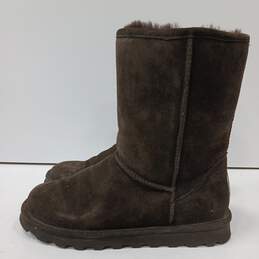 Womens Brown Suede Round Toe Mid Calf Pull On Flat Winter Boots Size 9 alternative image