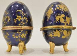 VNTG Neundorf Blue and Gold Egg-Shaped Trinket Boxes (Set of 2) alternative image