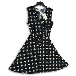 NWT Womens Multicolor Sleeveless Surplice Neck Tie Waist Wrap Dress Size XL