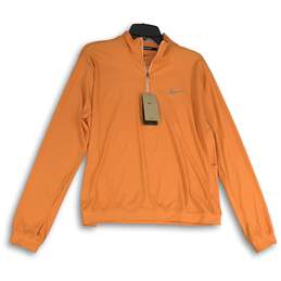 NWT Nike Womens Dri-Fit Orange 1/4 Zip Long Sleeve Activewear T-Shirt Size XL