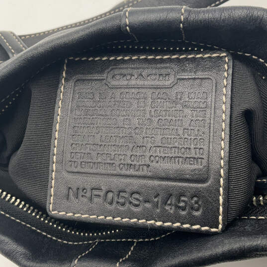 Womens Black Leather Buckle Logo Charm Adjustable Strap Shoulder Bag image number 6