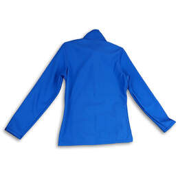 NWT Womens Blue Mock Neck Long Sleeve Welt Pocket Full-Zip Jacket Size 12 alternative image