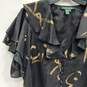 Lauren Ralph Lauren Women's Black Silk Ruffled Neck Layered Sleeve Button Up Blouse Size 12 NWT image number 3