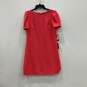 NWT Womens Pink Short Puff Sleeve Round Neck Back Zip Shift Dress Size 10 image number 1