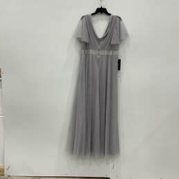 NWT Womens Gray  V-Neck Flared Sleeve Back Zip Wrap Dress Size 18 alternative image