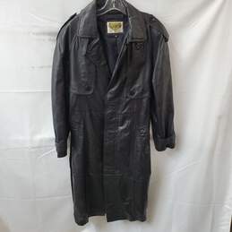 Black Leather Phase 2 Trench Coat Size S