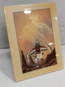 Signed Bill Rabbit Painted Picture in Sandstone Frame