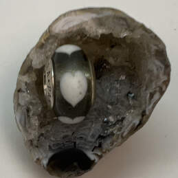 Designer Pandora S925 ALE Sterling Silver Gray Murano Glass Beaded Charm