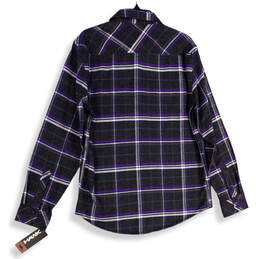 NWT Mens Purple Gray Plaid Collared Flap Pocket Button-Up Shirt Size Medium alternative image