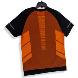 NWT Mens Black Orange Striped Short Sleeve Quarter Zip Knit T-Shirt Size XL alternative image