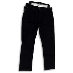 NWT Mens Black Dark Wash Pockets Stretch Denim Straight Jeans Size 35/30