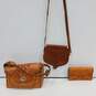 Bundle Of 2 Brown Embossed Handbags & 1 Brown Wallet image number 3