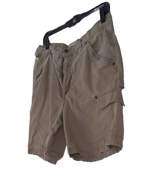Mens Beige Medium Wash Pockets Casual Cargo Shorts Size 34 image number 2