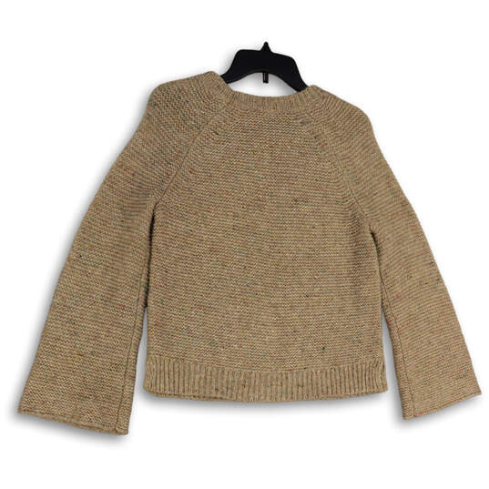 Womens Tan Flecked Wide Sleeve Round Neck Knitted Pullover Sweater Size XS image number 2