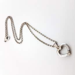 925 Silver Open Heart Pendant Rolo Chain Necklace 16in