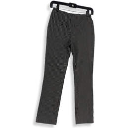 NWT Womens Black Polka Dot Flat Front Straight Leg Ankle Pants Size 26.5