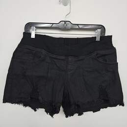 High Waist Black Distressed Denim Shorts