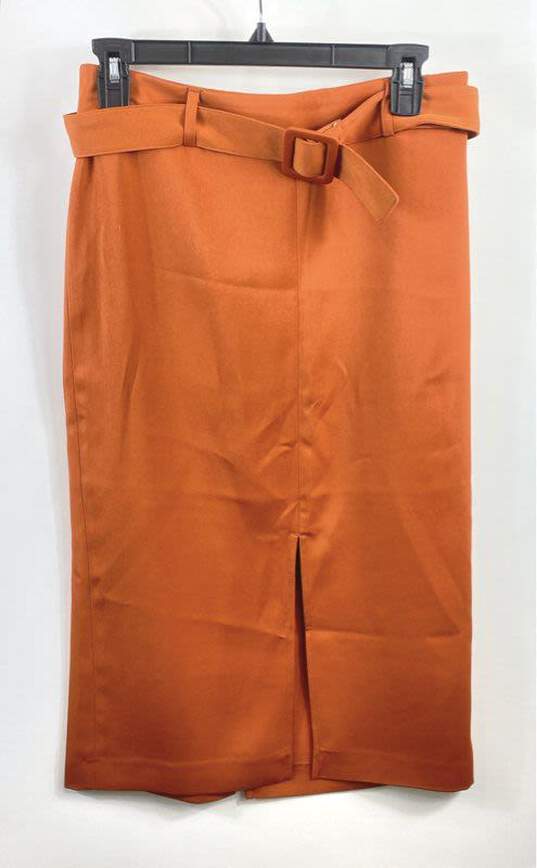 Express Women Midi Orange Pencil Skirt Sz 4 image number 1
