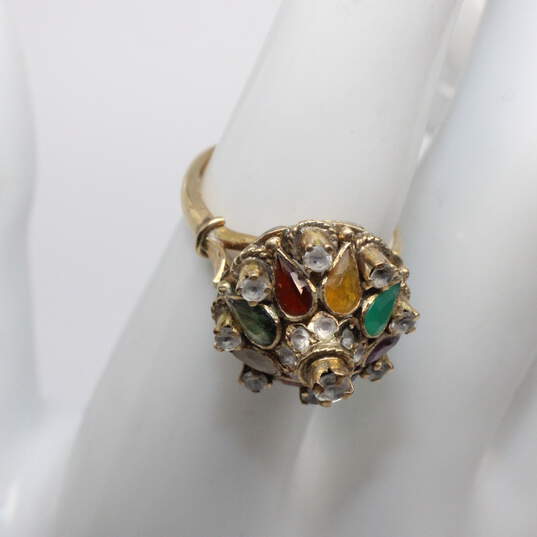 Vintage 14K Yellow Gold Multi-Stone Accent Thai Princess Ring Size 6.25 - 5.4g image number 2