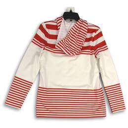 NWT Womens Red White Striped Long Sleeve Pullover Hooded T-Shirt Size Small alternative image