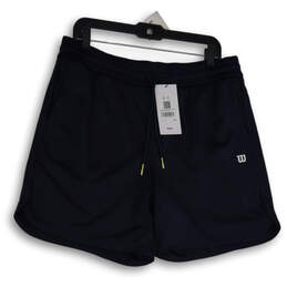 NWT Womens Blue Elastic Waist Slash Pocket Drawstring Athletic Shorts Sz L